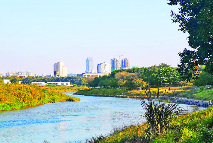     治理后的淡水河水清岸绿河畅景美。 惠州市生态环境局惠阳分局供图