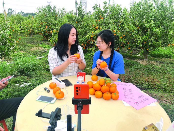     电商直播助力乡村振兴。