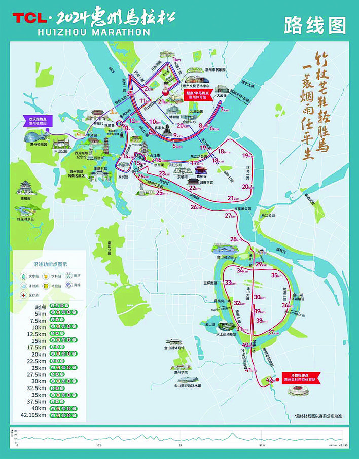     TCL·2024惠州马拉松路线图。市文化广电旅游体育局供图