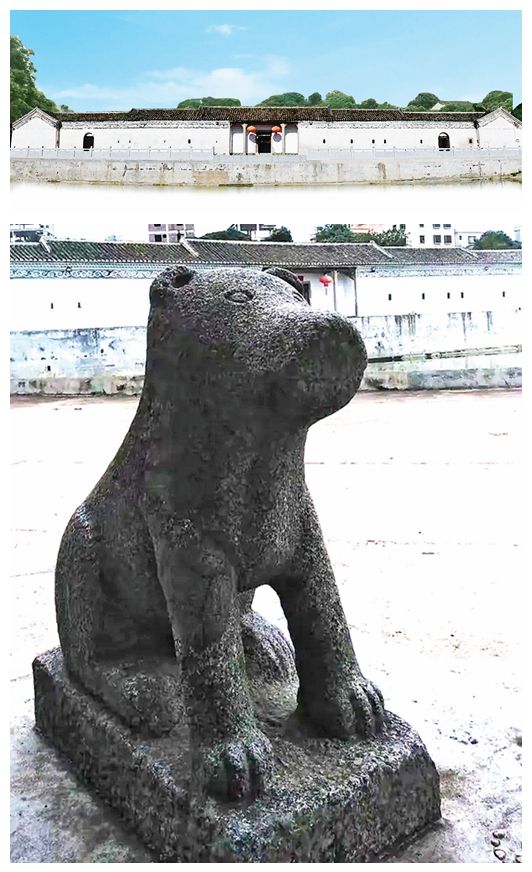 <p>    图上 黄竹坜石狗屋。（资料图片）    图下 围龙屋外的石狗。（资料图片）</p>