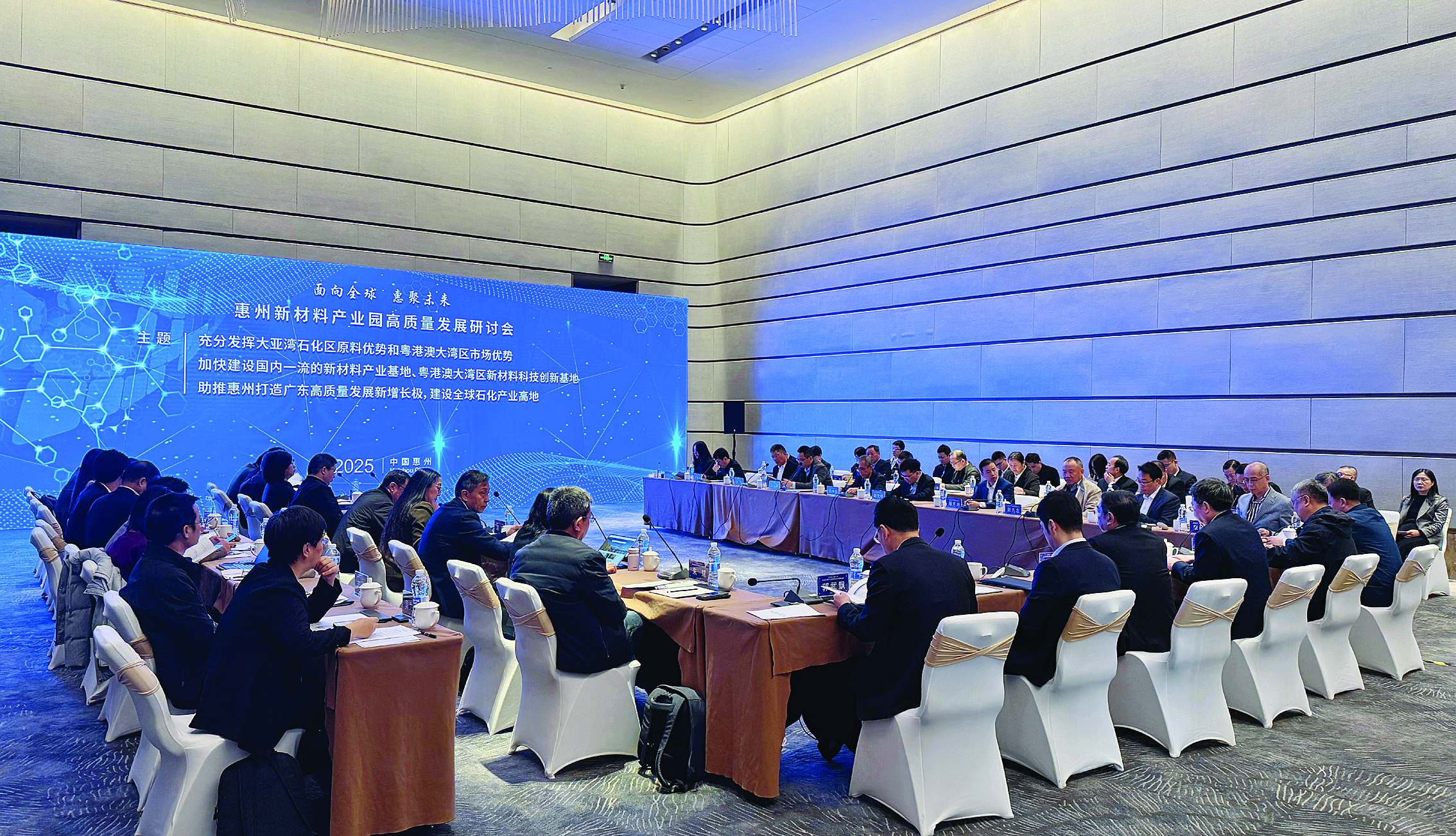     惠州新材料产业园高质量发展研讨会现场。 惠州日报记者张艺明 摄
