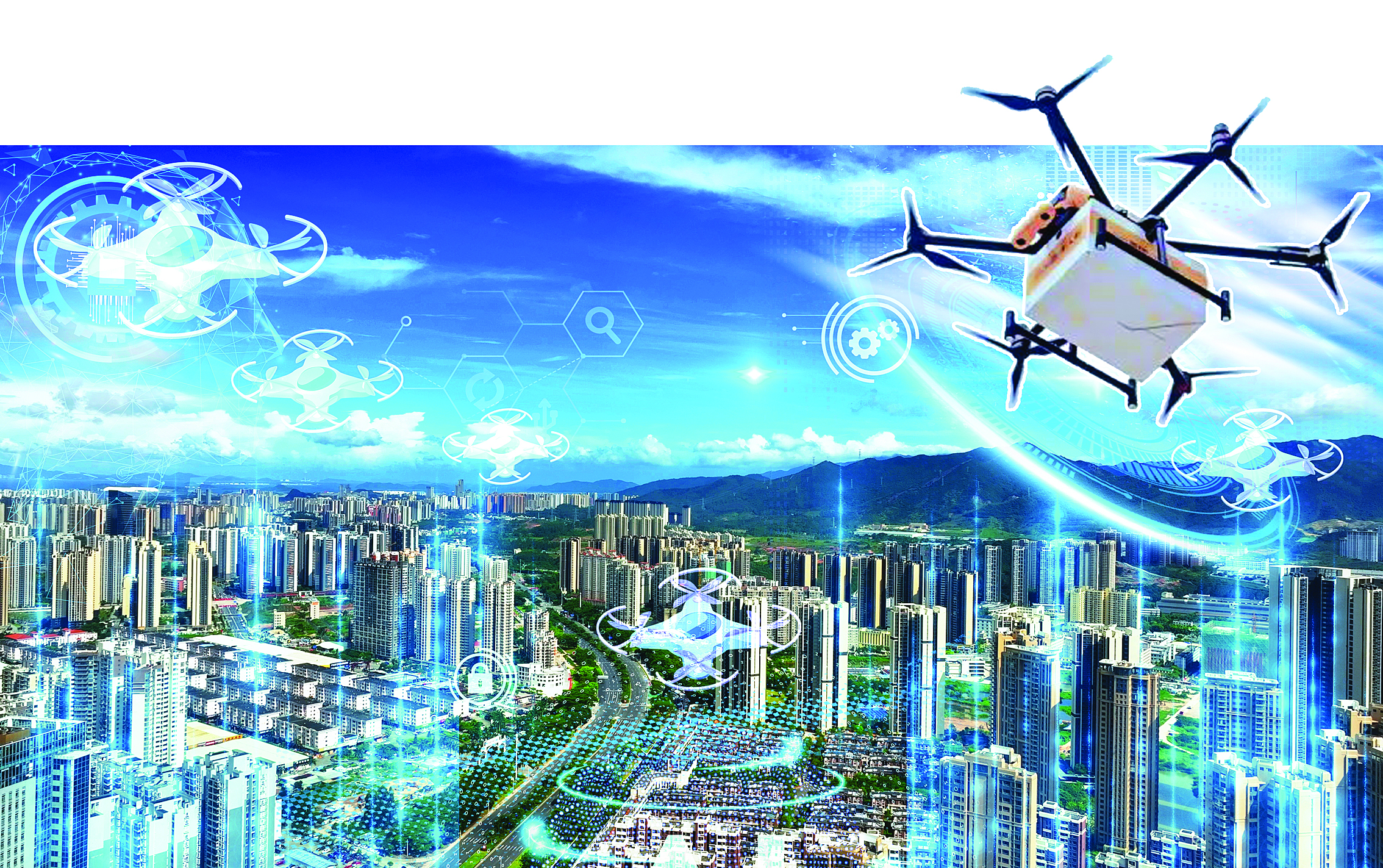     深湾融创中心将积极推动低空经济应用场景加速落地。（惠州东江图片社供图） 绘图 惠州日报社AI媒体应用智能实验室