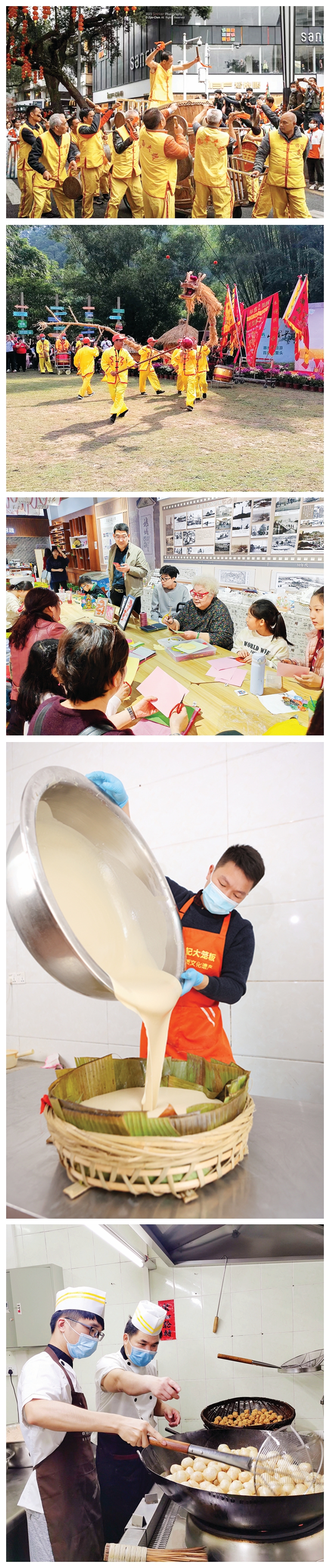 <p>    图一：龙华大鼓    图二：汝湖舞草龙    图三：惠州剪纸    图四：横河大笼粄    图五：黄金酥丸</p>