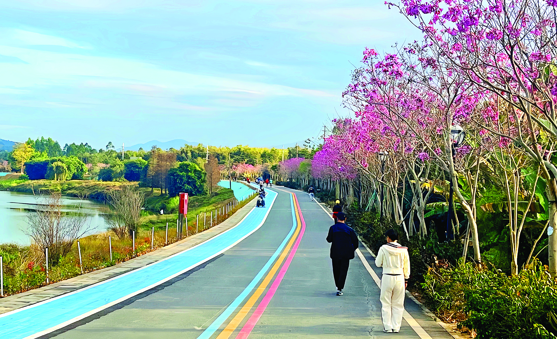     市民在滨江碧道散步。惠州日报记者黄宇翔 通讯员龙融心 摄