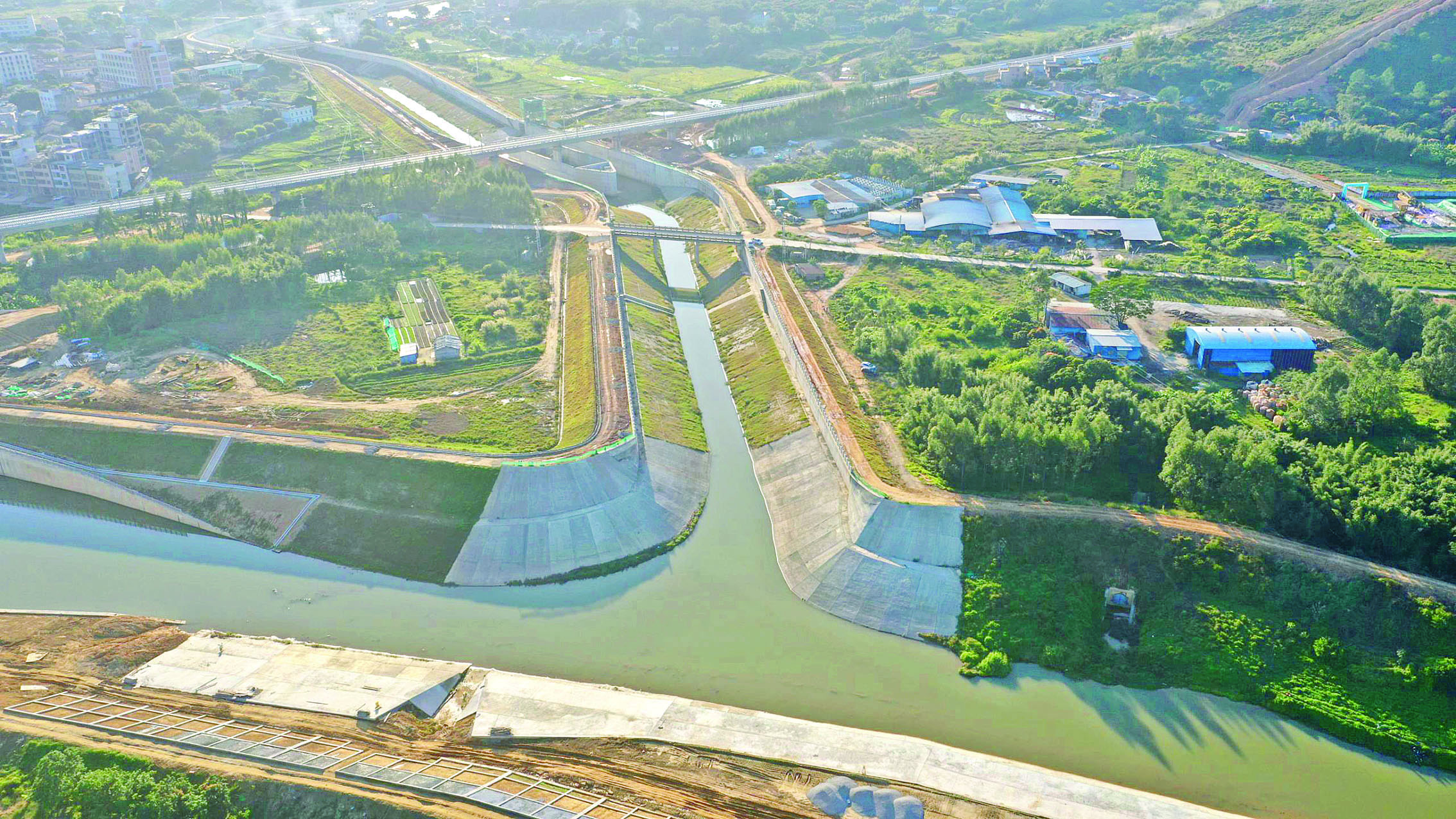     已完工建设的白花河防洪排涝治理工程。