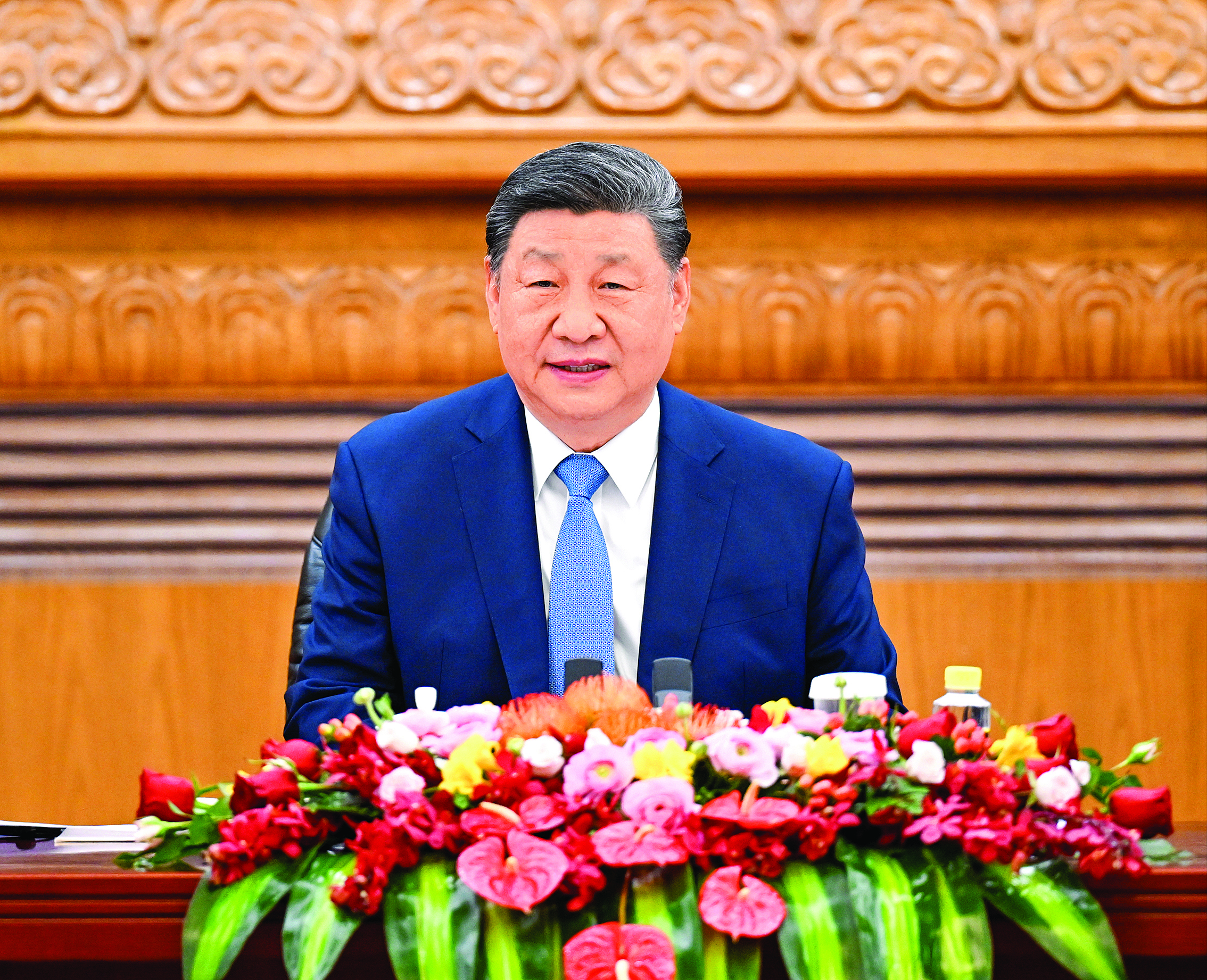     3月28日上午，国家主席习近平在北京人民大会堂会见国际工商界代表。新华社发