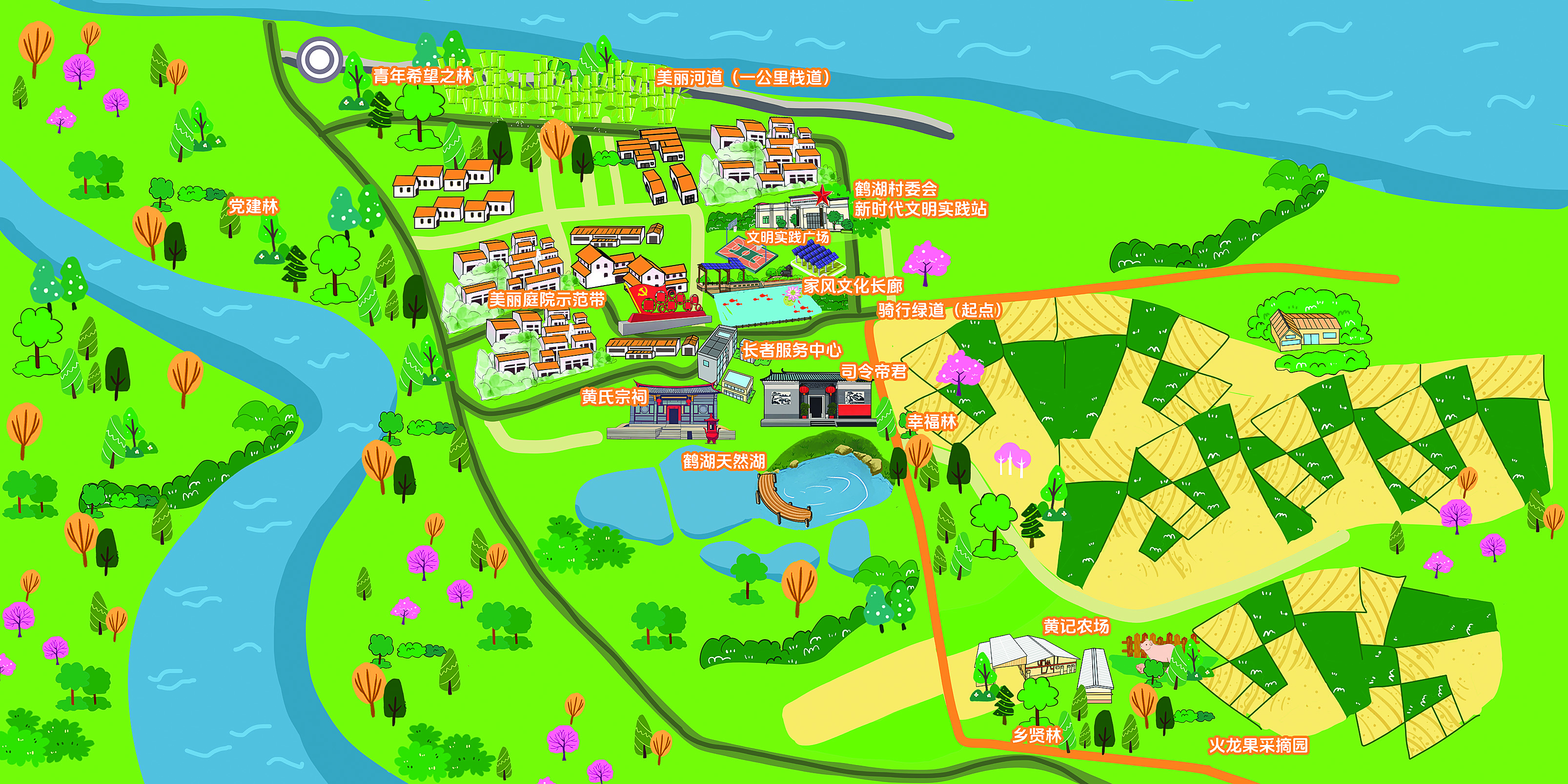     鹤湖村农文旅路线图。惠州日报记者李芳娟 摄