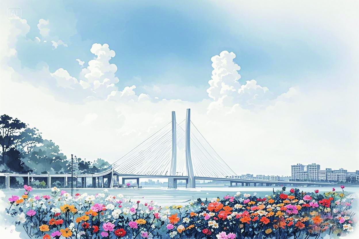     合生大桥。绘图 惠州日报社AI媒体应用智能实验室