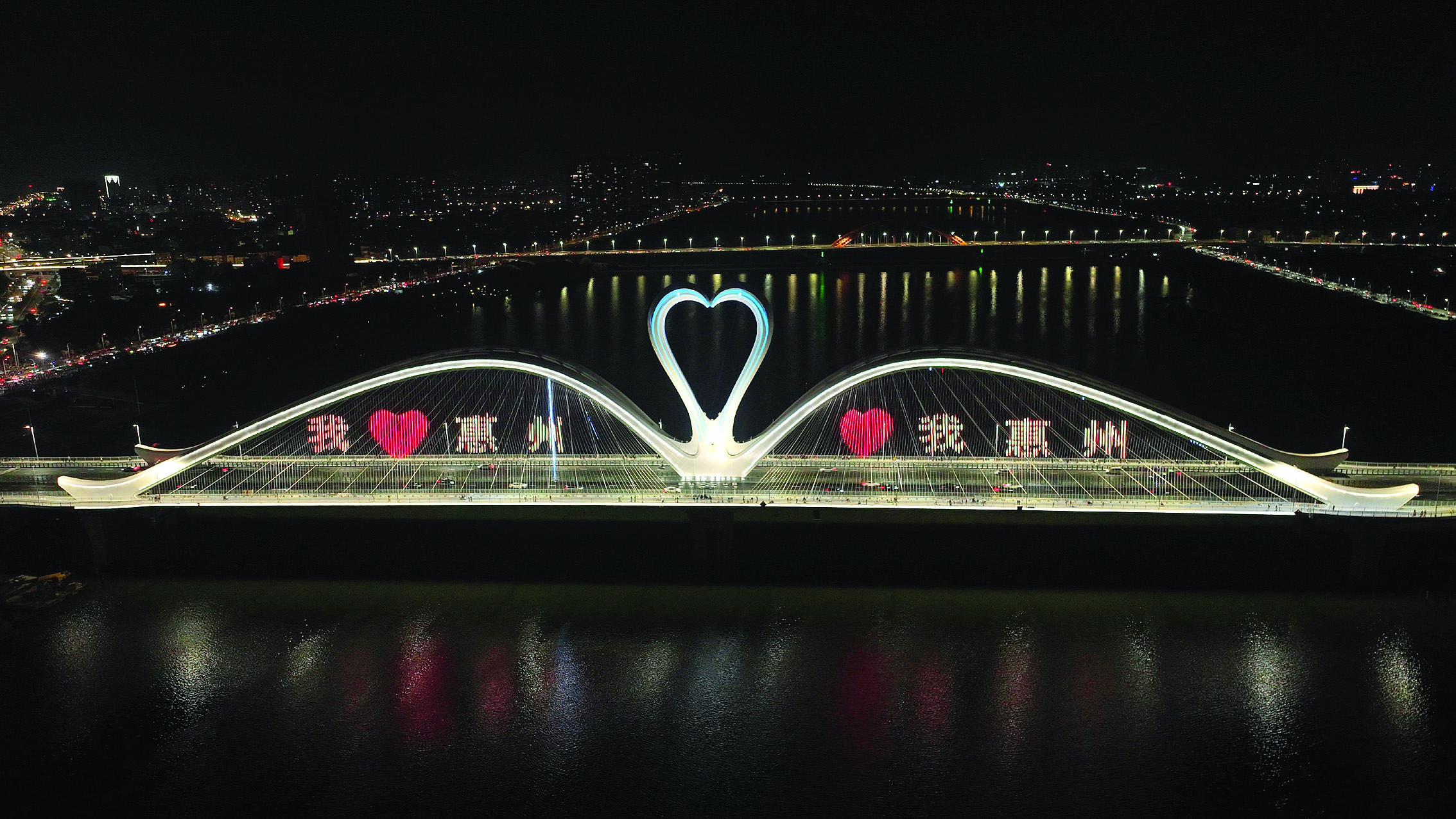     2025年1月1日 鹅城大桥亮灯。