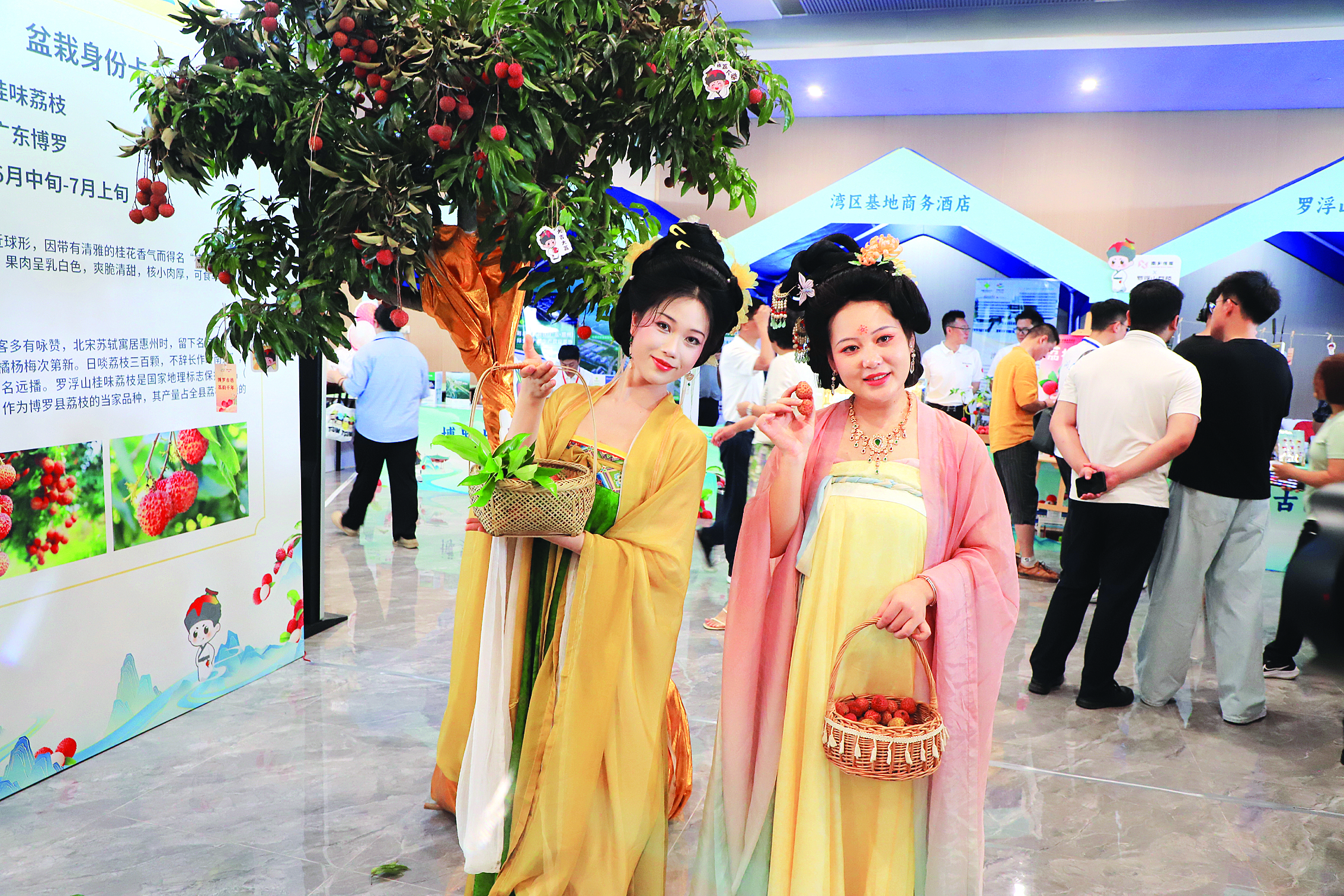     市民穿古装推介惠州荔枝。