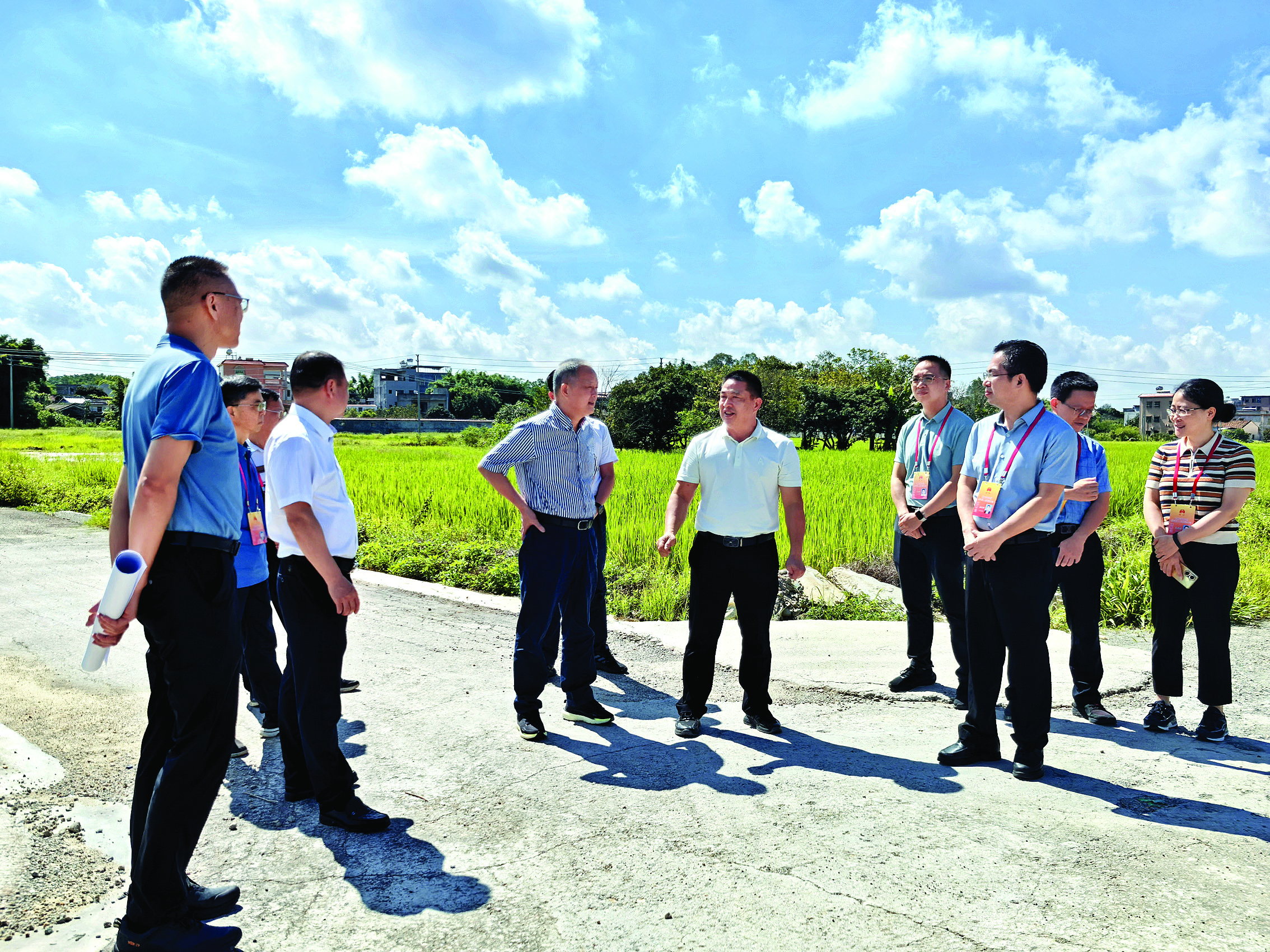     区人大代表在平潭镇新田埔村视察农田水利设施建设情况。    本组图片 惠州日报记者黄尉宏 摄