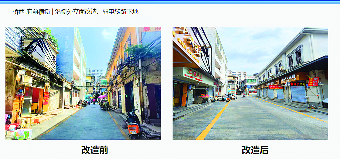     桥西府前街改造前后对比。