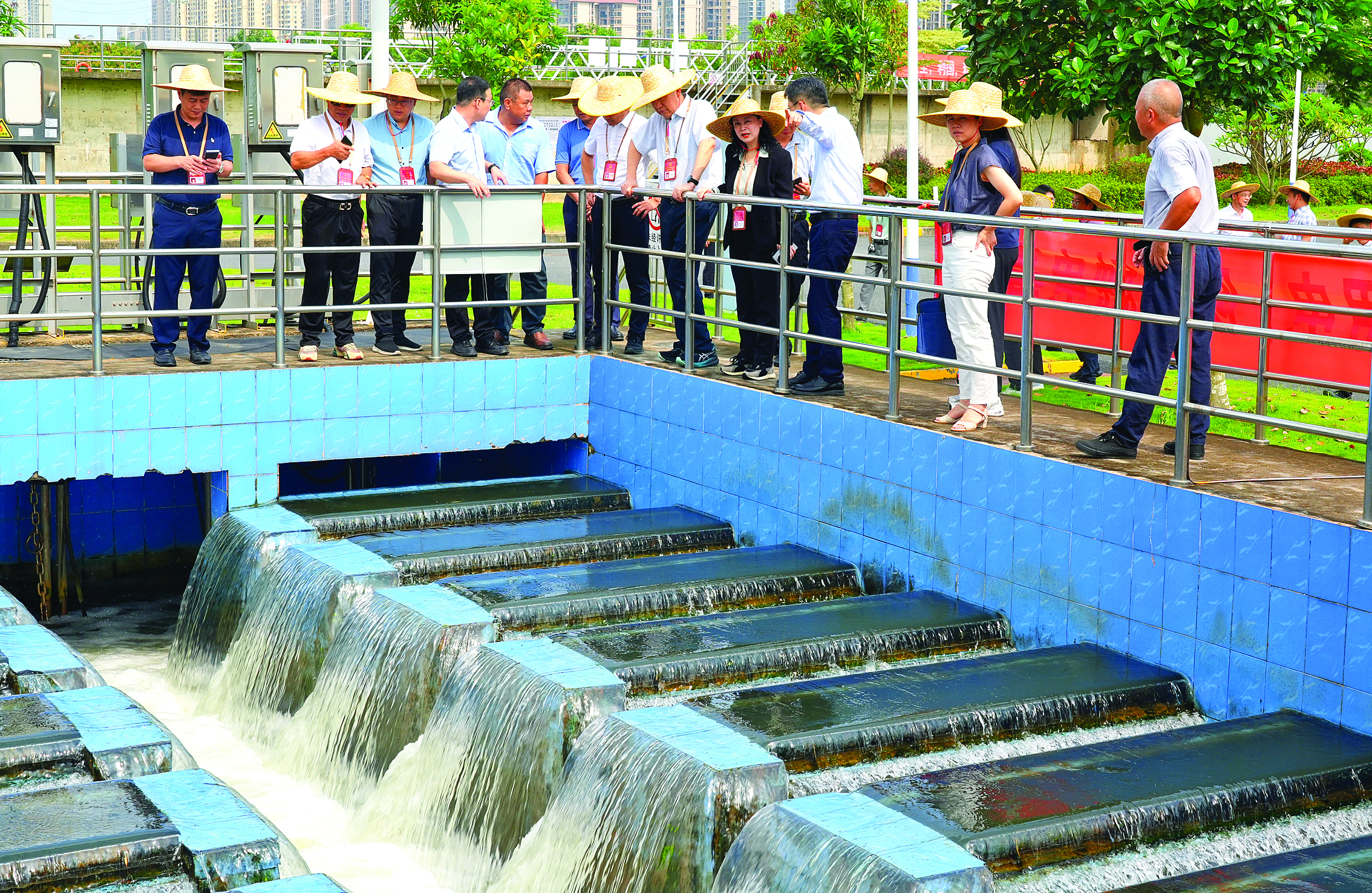     人大代表实地调研马安生活污水处理厂。惠州日报记者朱金赞 摄