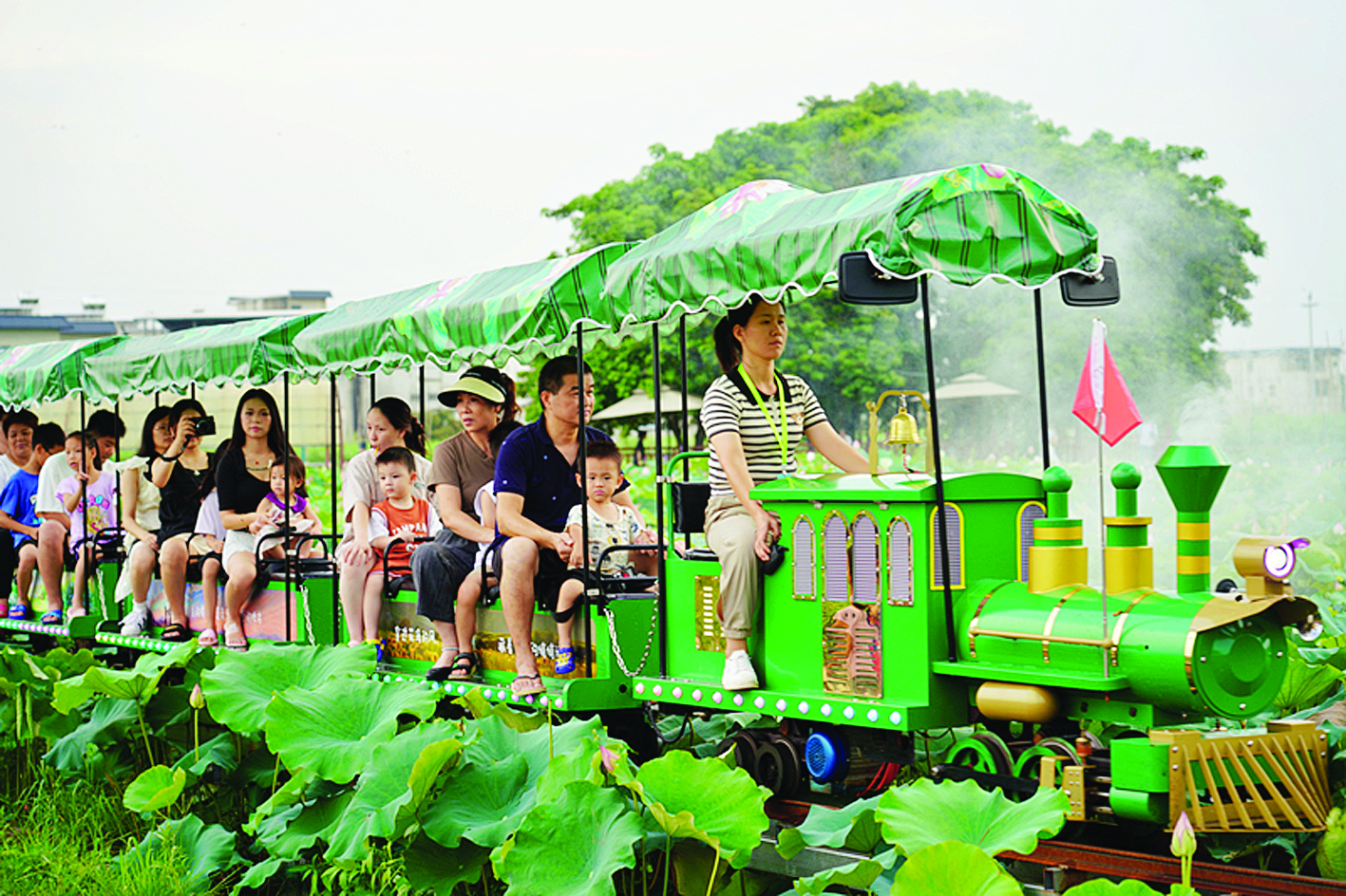     三嘉村“荷田小火车”项目成为游客争相打卡的热点。石坝镇供图