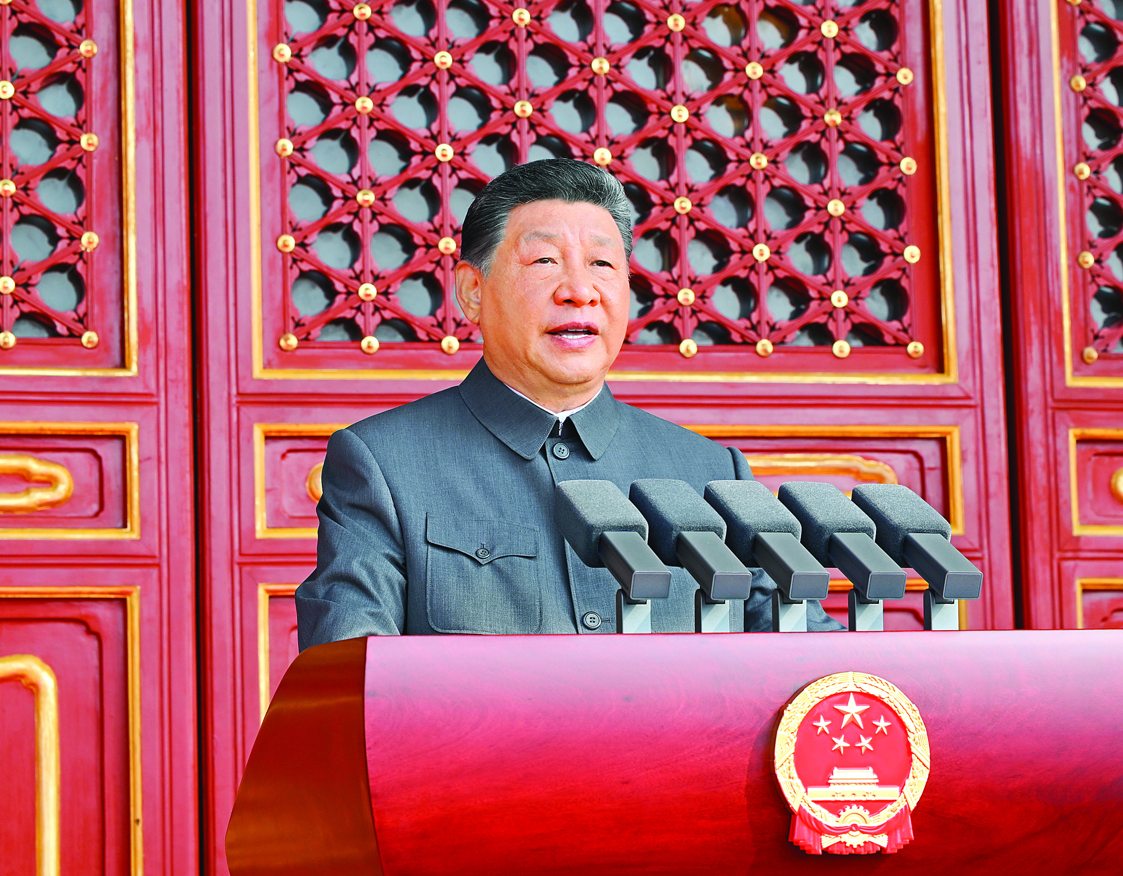     9月3日，纪念中国人民抗日战争暨世界反法西斯战争胜利80周年大会在北京天安门广场隆重举行。中共中央总书记、国家主席、中央军委主席习近平发表重要讲话。新华社发