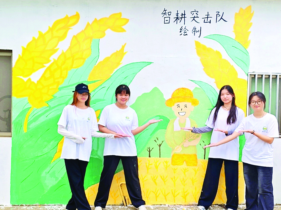     惠州工程职业学院青年学子以农业为主题开展墙绘创作。惠州日报记者蔡伟健 特约通讯员叶衍达 摄
