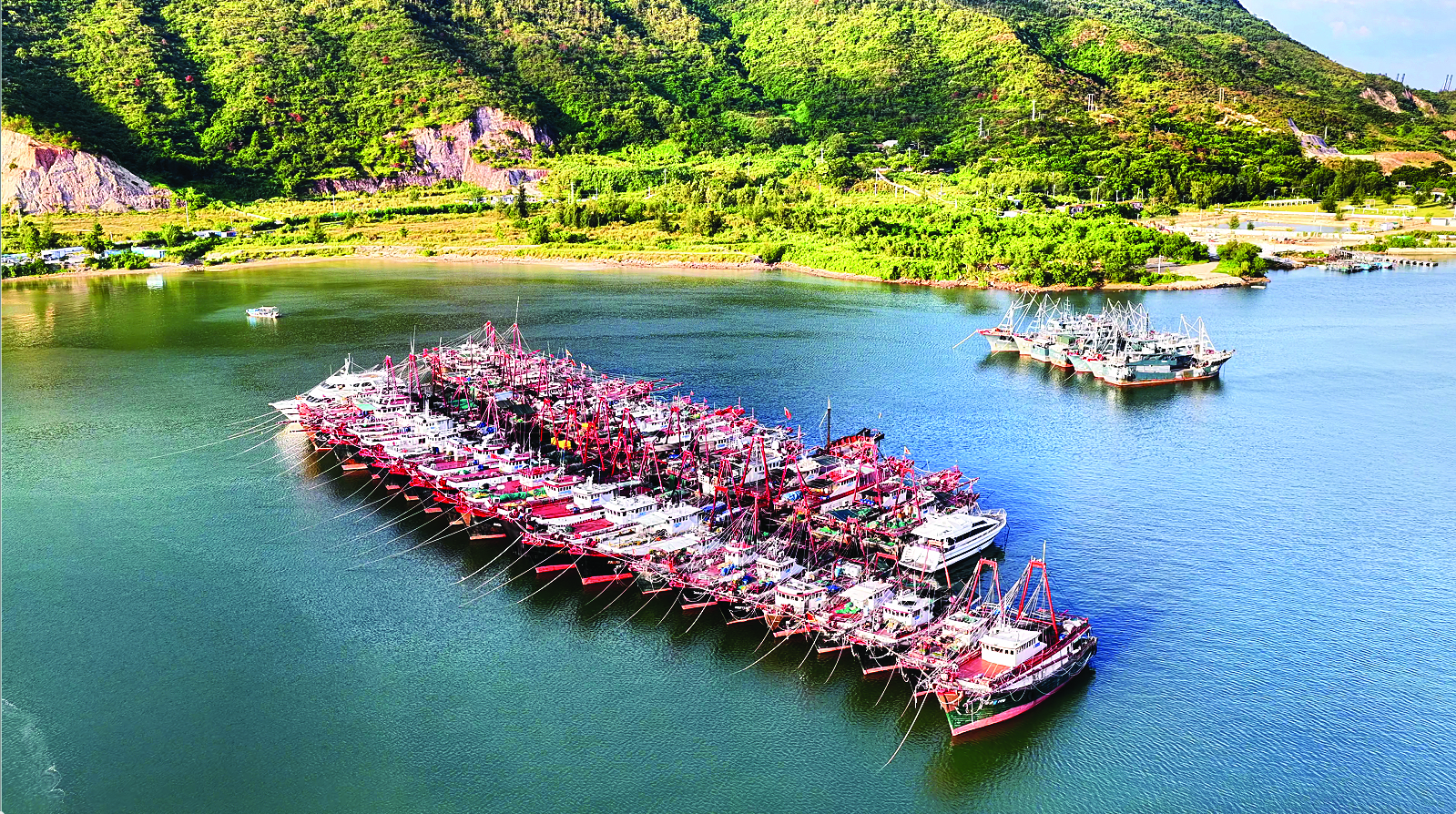     大中型渔船分组停靠在大亚湾澳头小桂避风点避风。惠州日报记者匡湘鄂 通讯员李璐瑶 摄