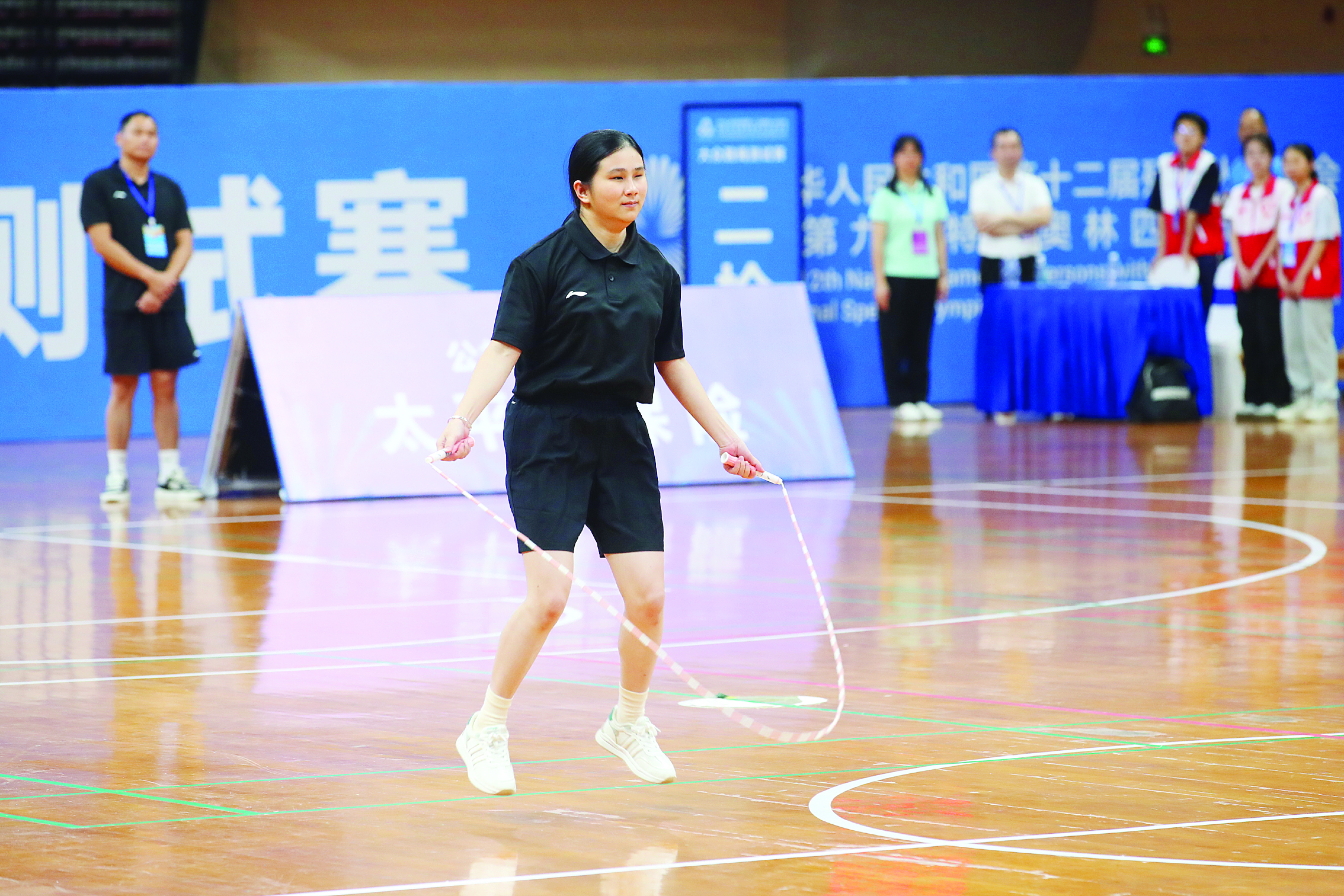     7月4日，残特奥会大众跳绳测试赛在惠州体育馆举行。