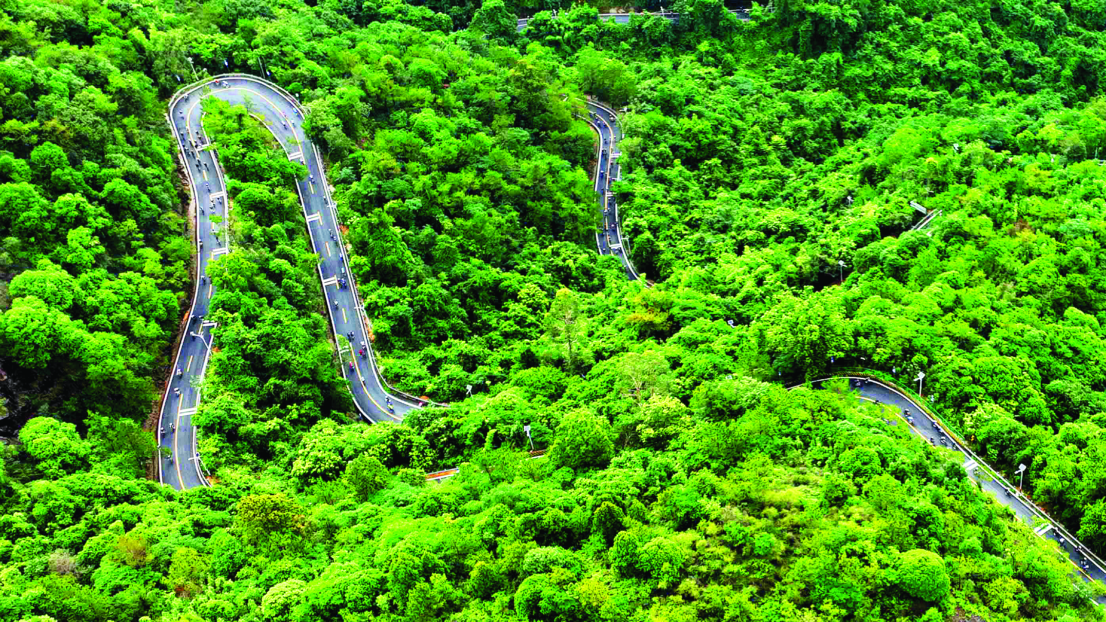     自行车运动爱好者在218最美旅游公路上骑行。惠州日报记者李松权 摄