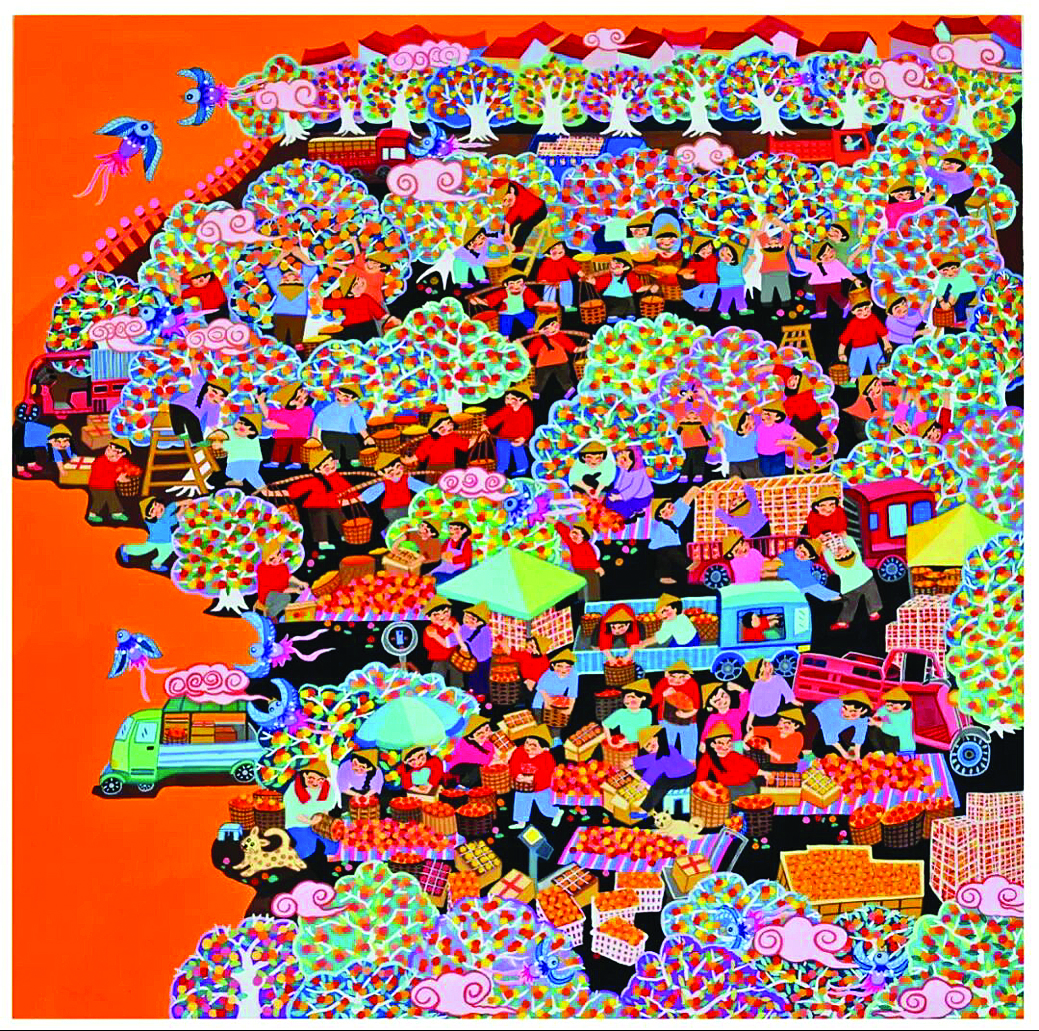     温雯慧《甜桔满枝头》。    惠州日报记者黄宇翔 翻拍