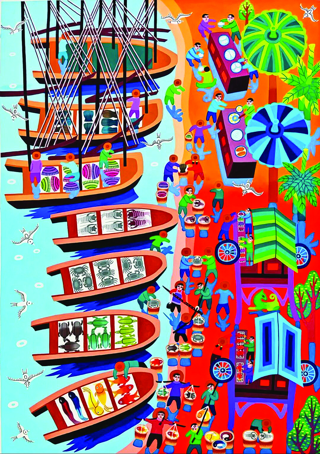     曾宝田《海滩集市》    惠州日报记者黄宇翔 翻拍