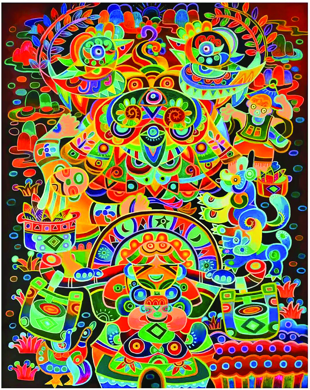     钟永廉《丰收路上齐欢唱》。    惠州日报记者黄宇翔 翻拍