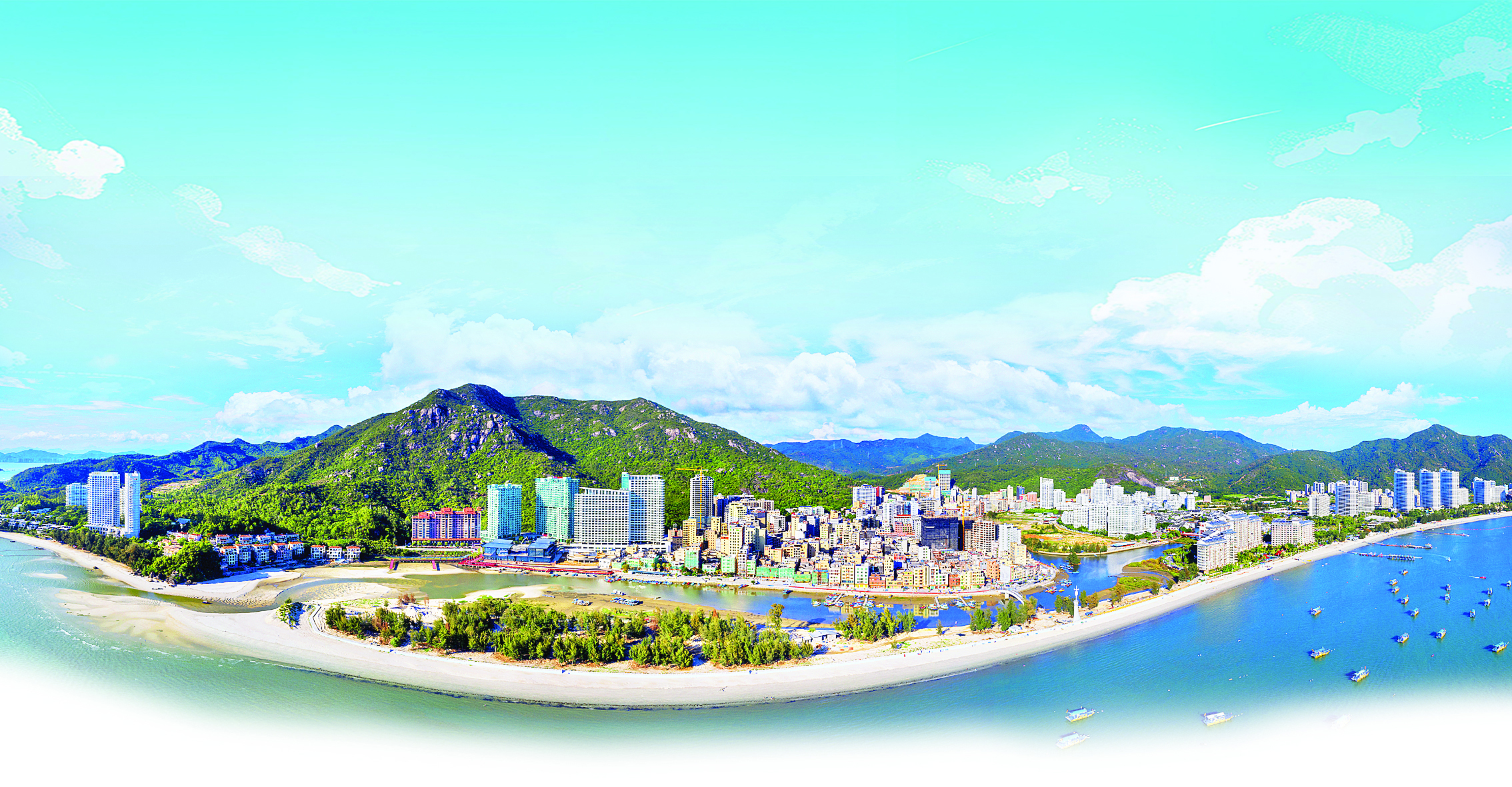     渔业村滨海风貌。