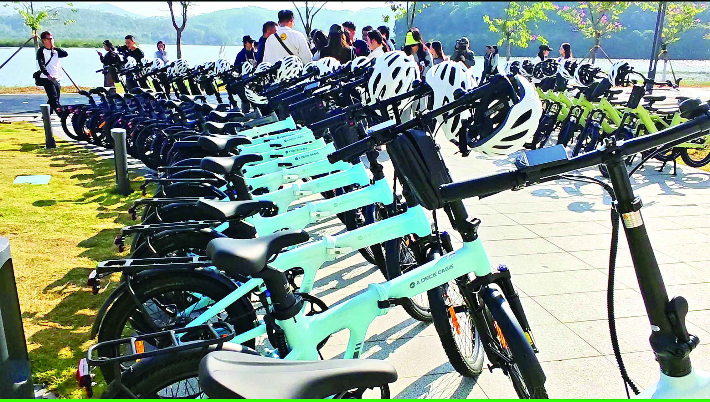     ADO电助力自行车显岗水库驿站骑行体验中心。惠州日报记者杨建业 摄