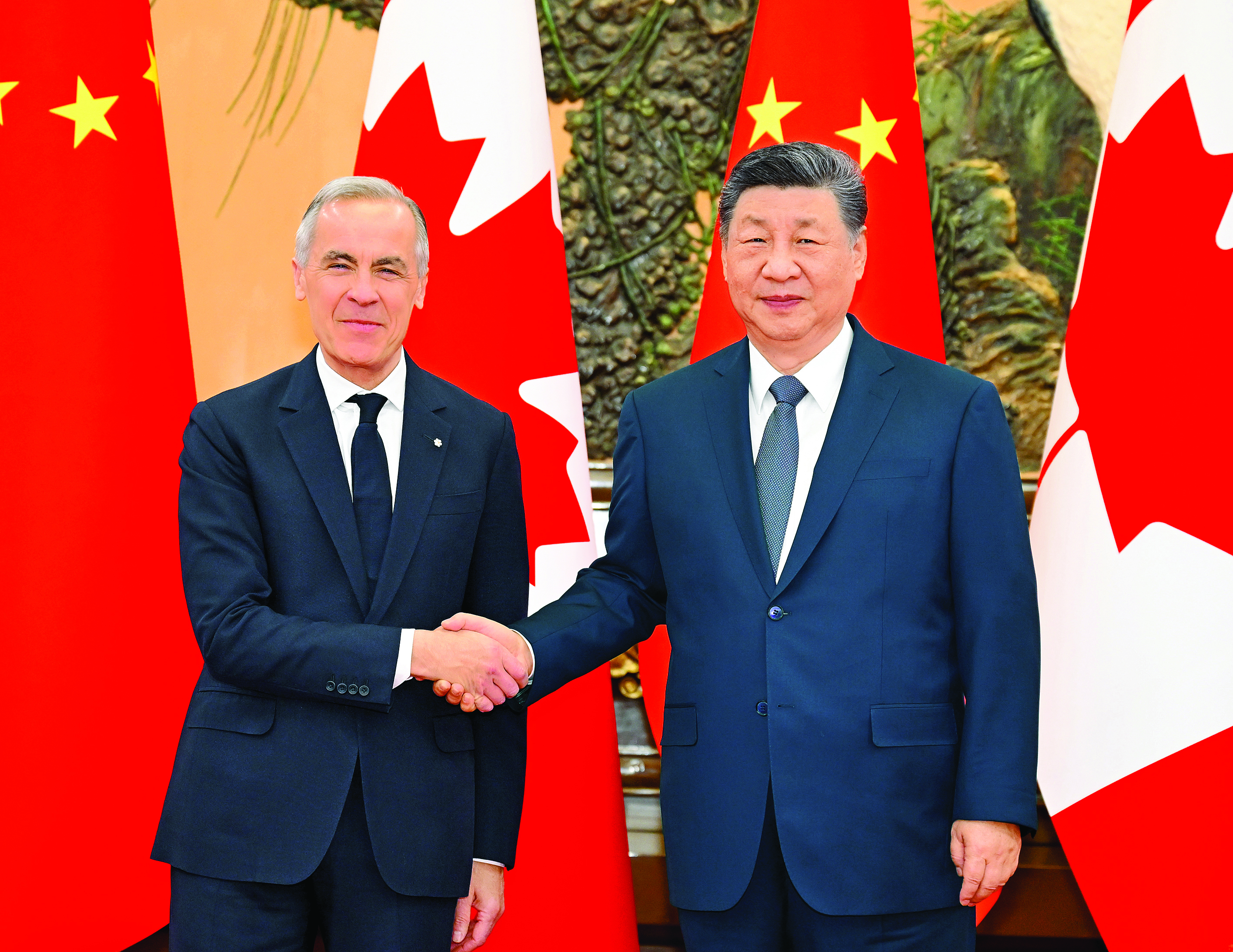     1月16日上午，国家主席习近平在北京人民大会堂会见来华进行正式访问的加拿大总理卡尼。新华社发