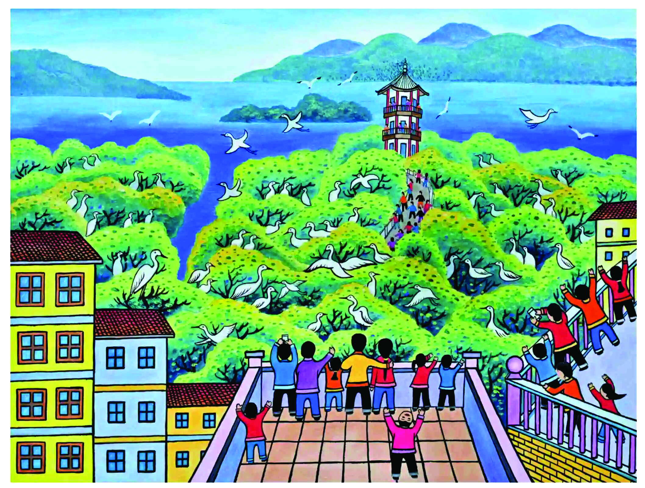     杨润明作品——《鹭鸣红树林》。