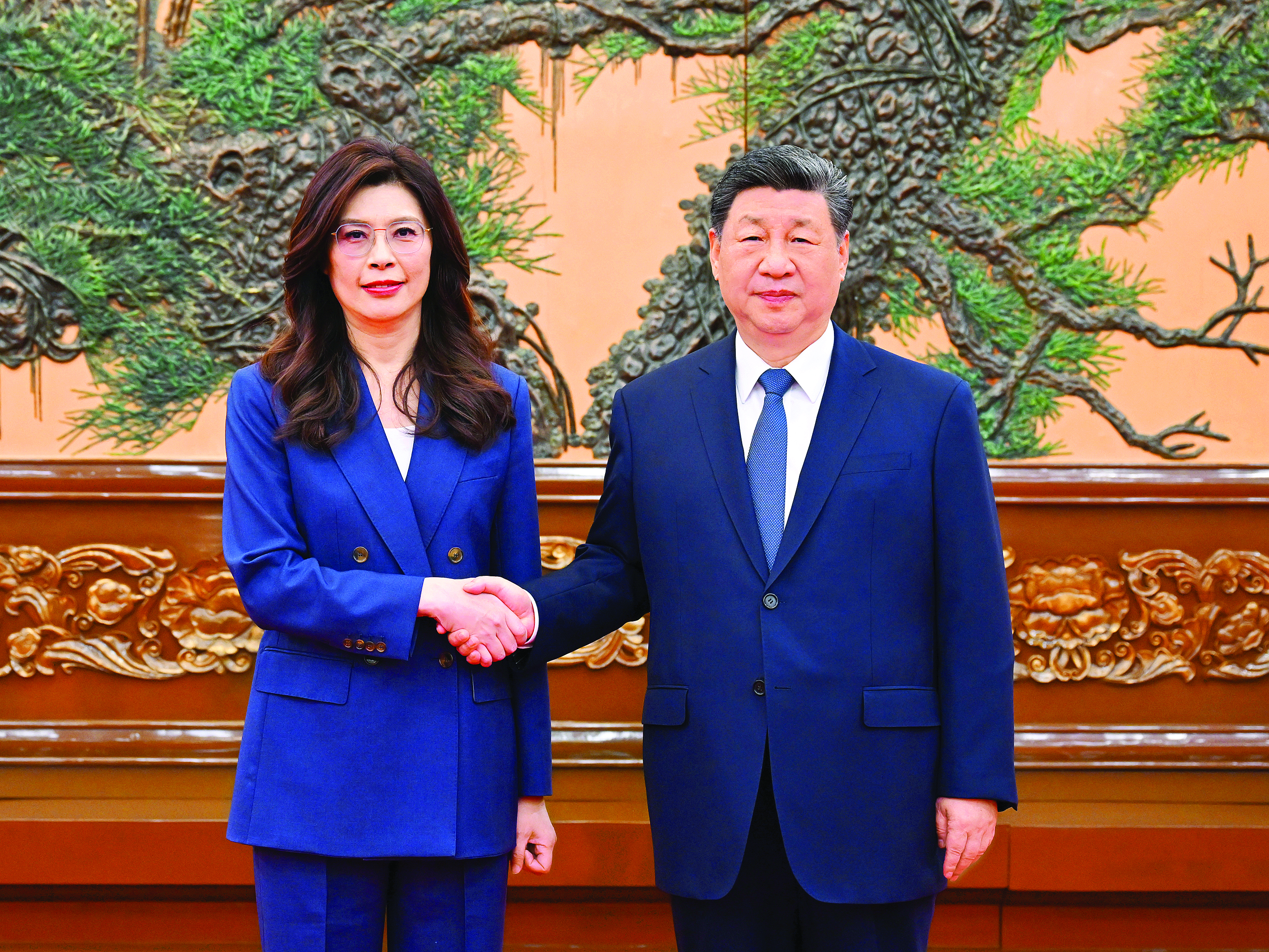    4月10日上午，中共中央总书记习近平在北京会见郑丽文主席率领的中国国民党访问团。新华社发