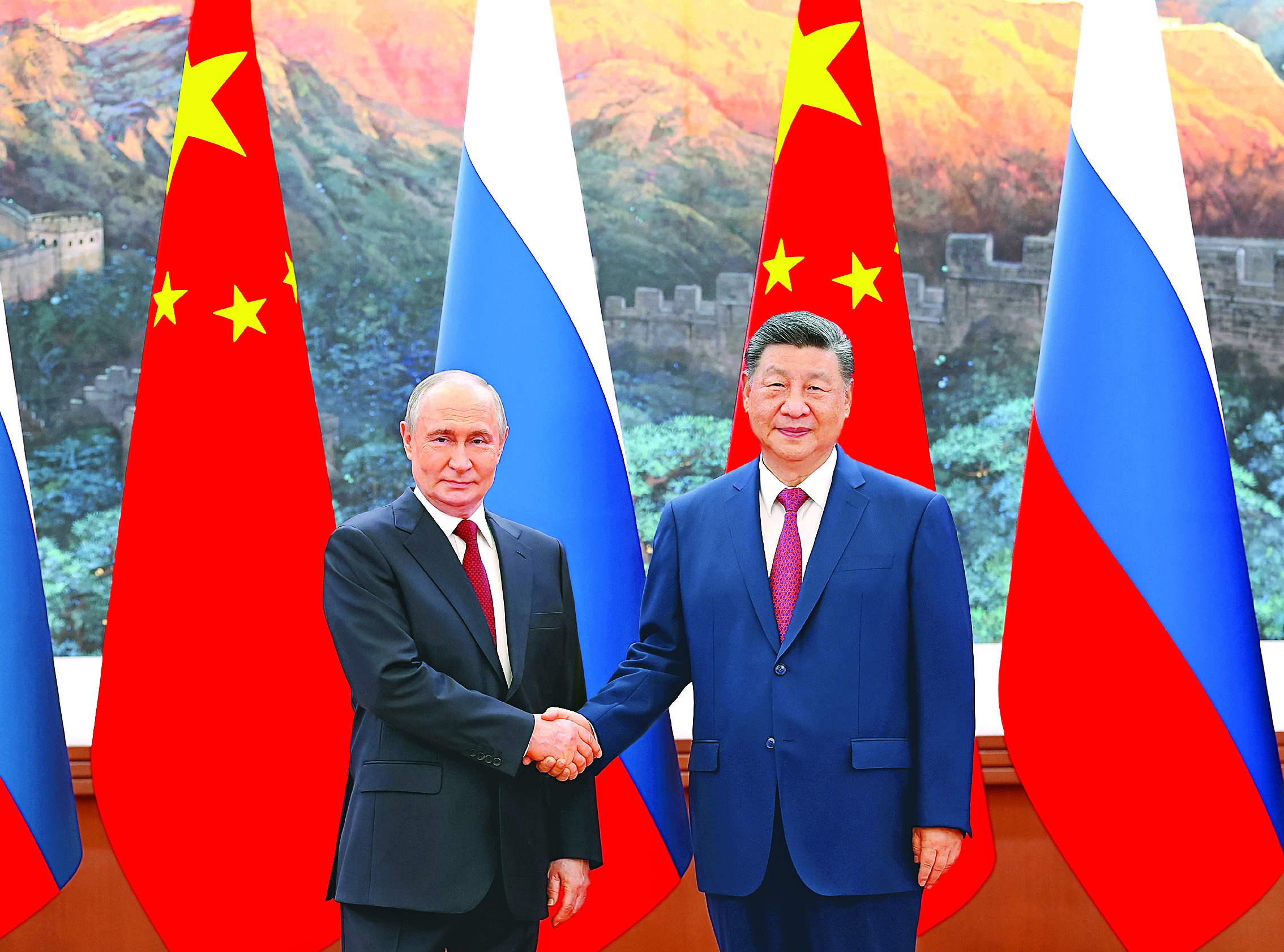     5月20日上午，国家主席习近平在北京人民大会堂同来华进行国事访问的俄罗斯总统普京举行会谈。    新华社发