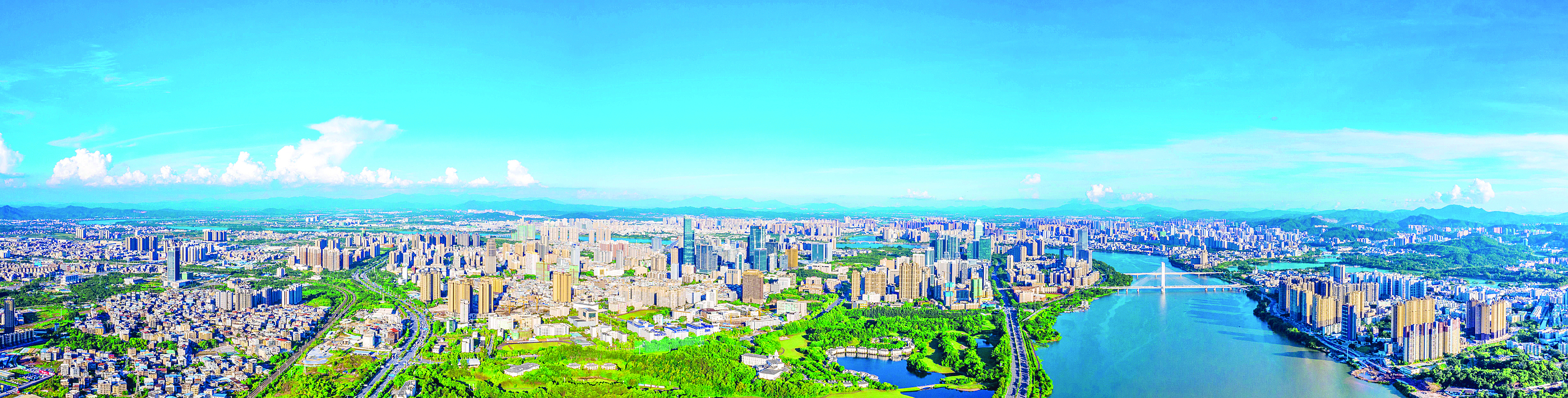     航拍惠城城市风光。  惠州东江图片社供图